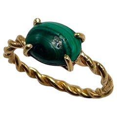 Rossella Ugolini 18k Yellow Gold Oval Malachite Handcrafted Row Cable Ring