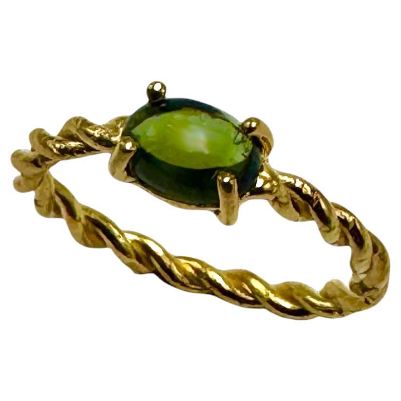 Rossella Ugolini 18k Yellow Gold Oval Peridot Handcrafted Rope Ring