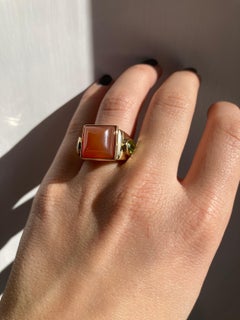 Rossella Ugolini 18K Yellow Gold Peridot Carnelian Cocktail Ring