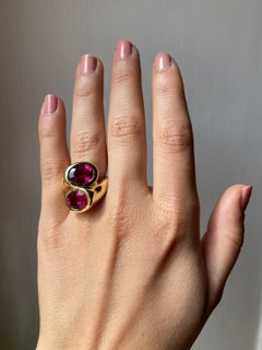 Rossella Ugolini 18K Yellow Gold Pink Tourmaline Rubellite Cocktail Ring