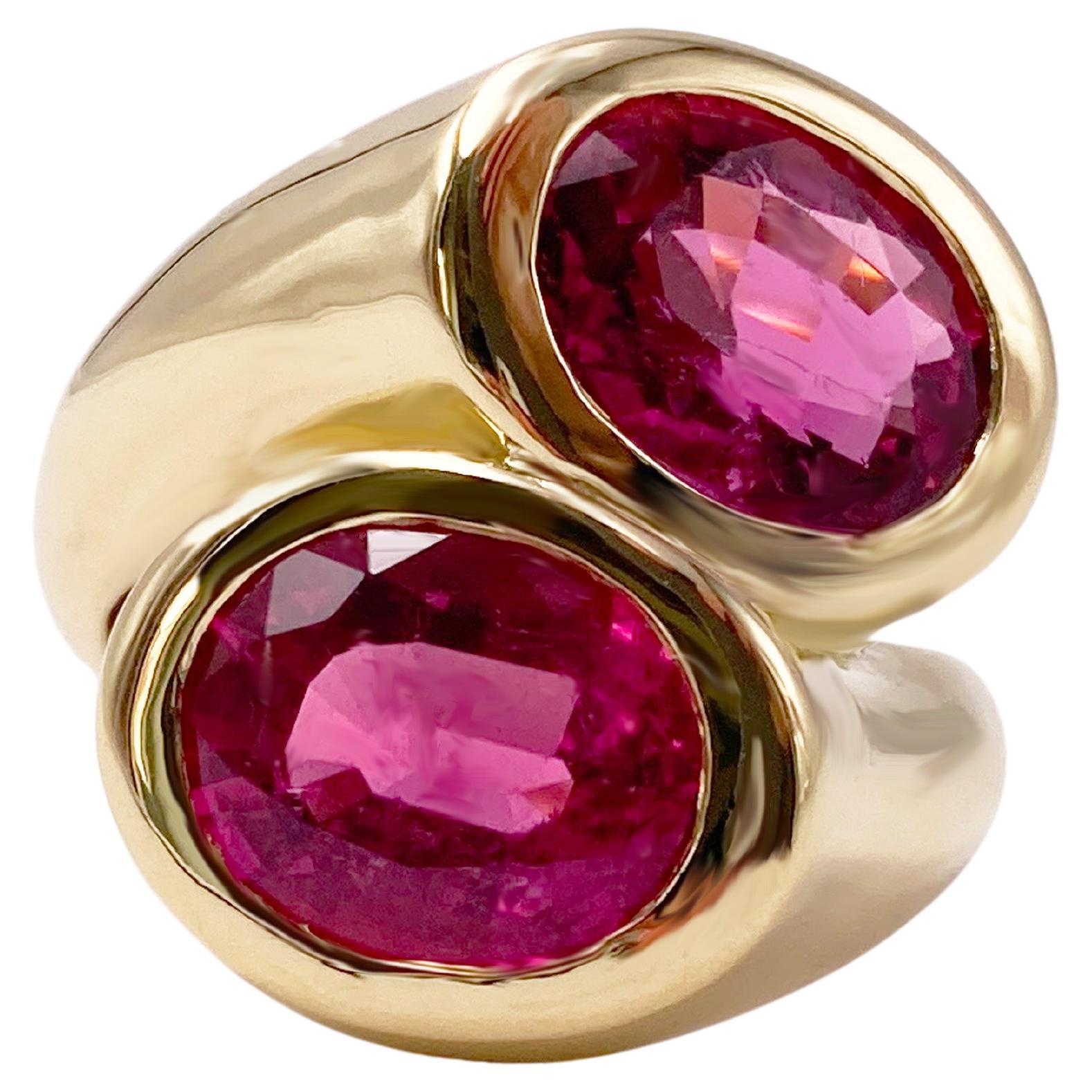 Rossella Ugolini Anillo de cóctel de oro amarillo de 18 quilates con turmalina rosa y rubelita