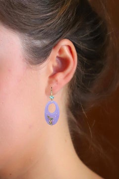 Boucles d'oreilles Rossella Ugolini or jaune 18K quartz rose diamant blanc aigue-marine