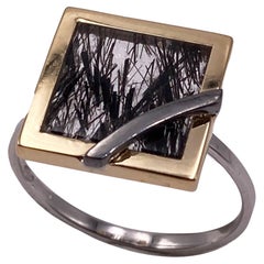 Rossella Ugolini 18K Yellow Gold Rutilated Tourmaline Signet Man Ring