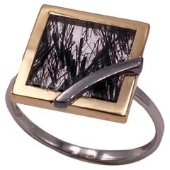Rossella Ugolini 18K Yellow Gold Rutilated Tourmaline Signet Man Ring