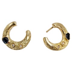 Pendientes de aro de oro amarillo de 18 quilates con zafiros y diamantes Rossella Ugolini
