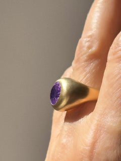 Rossella Ugolini 18K Yellow Gold Satin Oval Amethyst East West Ring