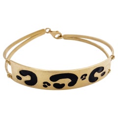 Rossella Ugolini 18K Yellow Gold Spotted Black Enamel Cuff Unisex Bracelets