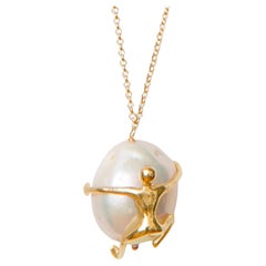 Rossella Ugolini 18k Yellow Gold Surrealist Pendant Necklaces Made in Italy