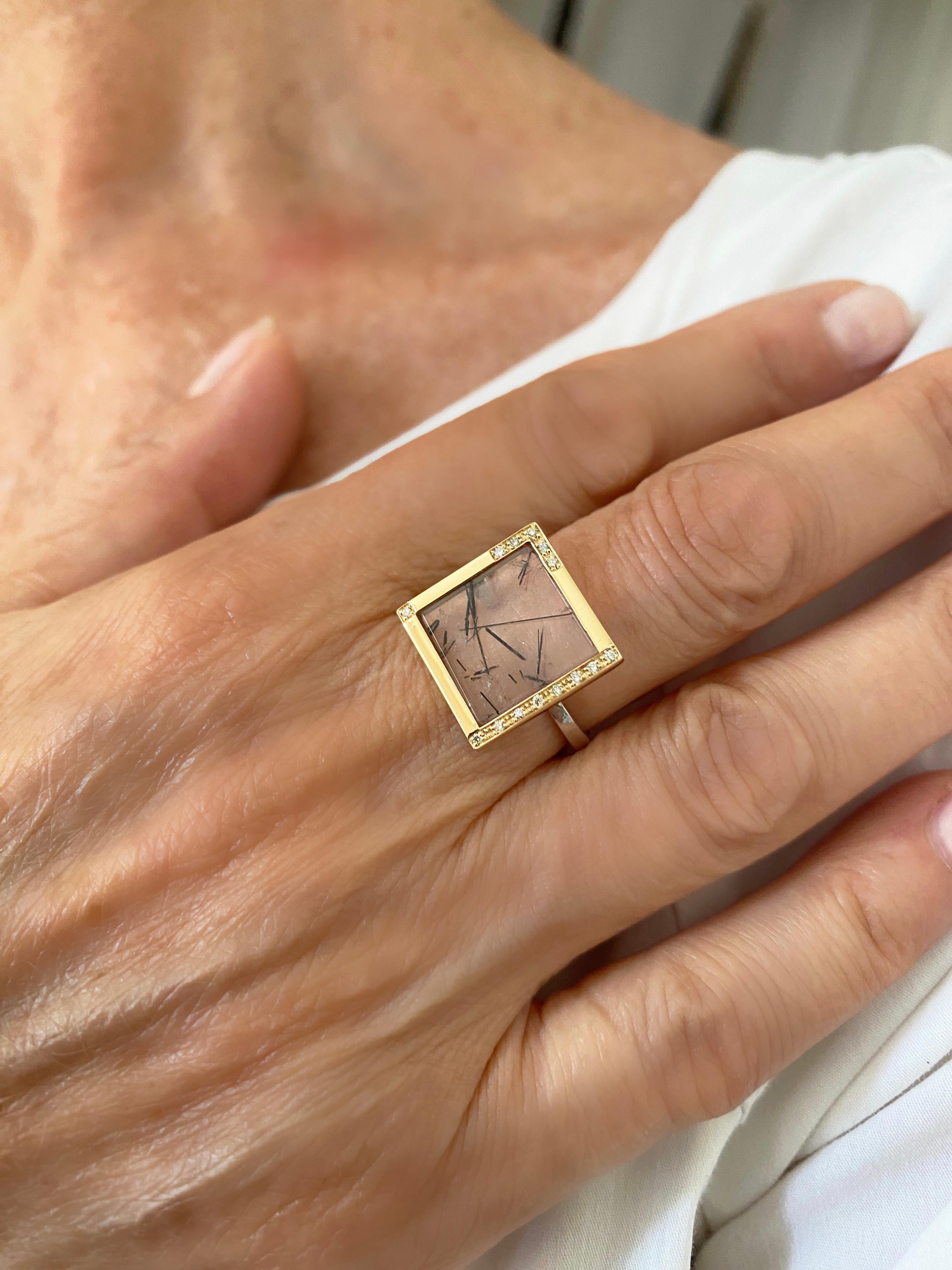 Rossella Ugolini 18K Yellow Gold Turmaline White Diamonds Contemporary Rings For Sale 10