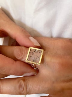 Rossella Ugolini 18K Yellow Gold Turmaline White Diamonds Contemporary Rings