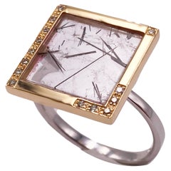 Rossella Ugolini 18K Yellow Gold Turmaline White Diamonds Contemporary Rings