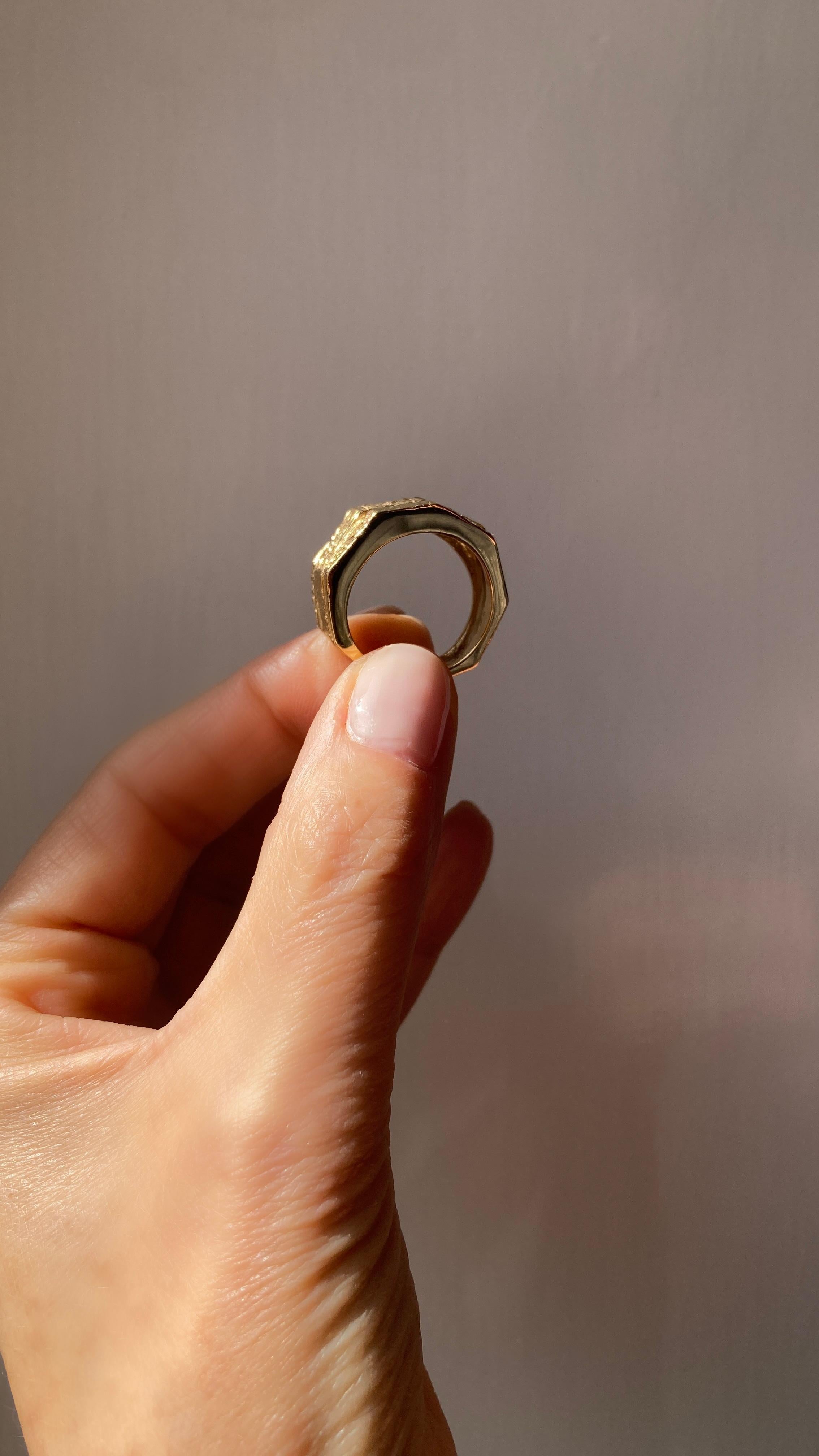 Rossella Ugolini 18K Yellow Gold Unique Handcrafted Man Band Ring For Sale 5