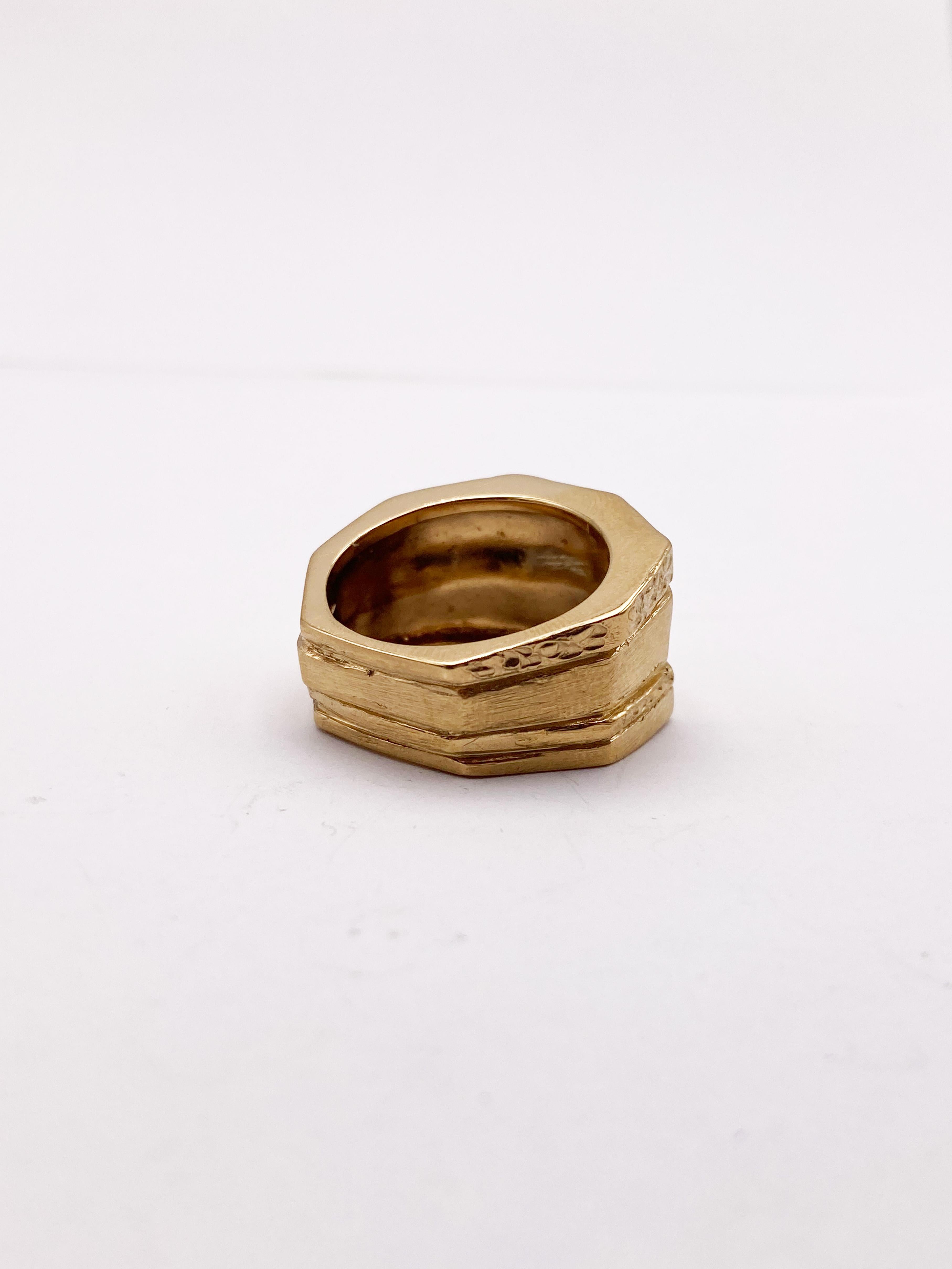 Rossella Ugolini 18K Yellow Gold Unique Handcrafted Man Band Ring For Sale 6