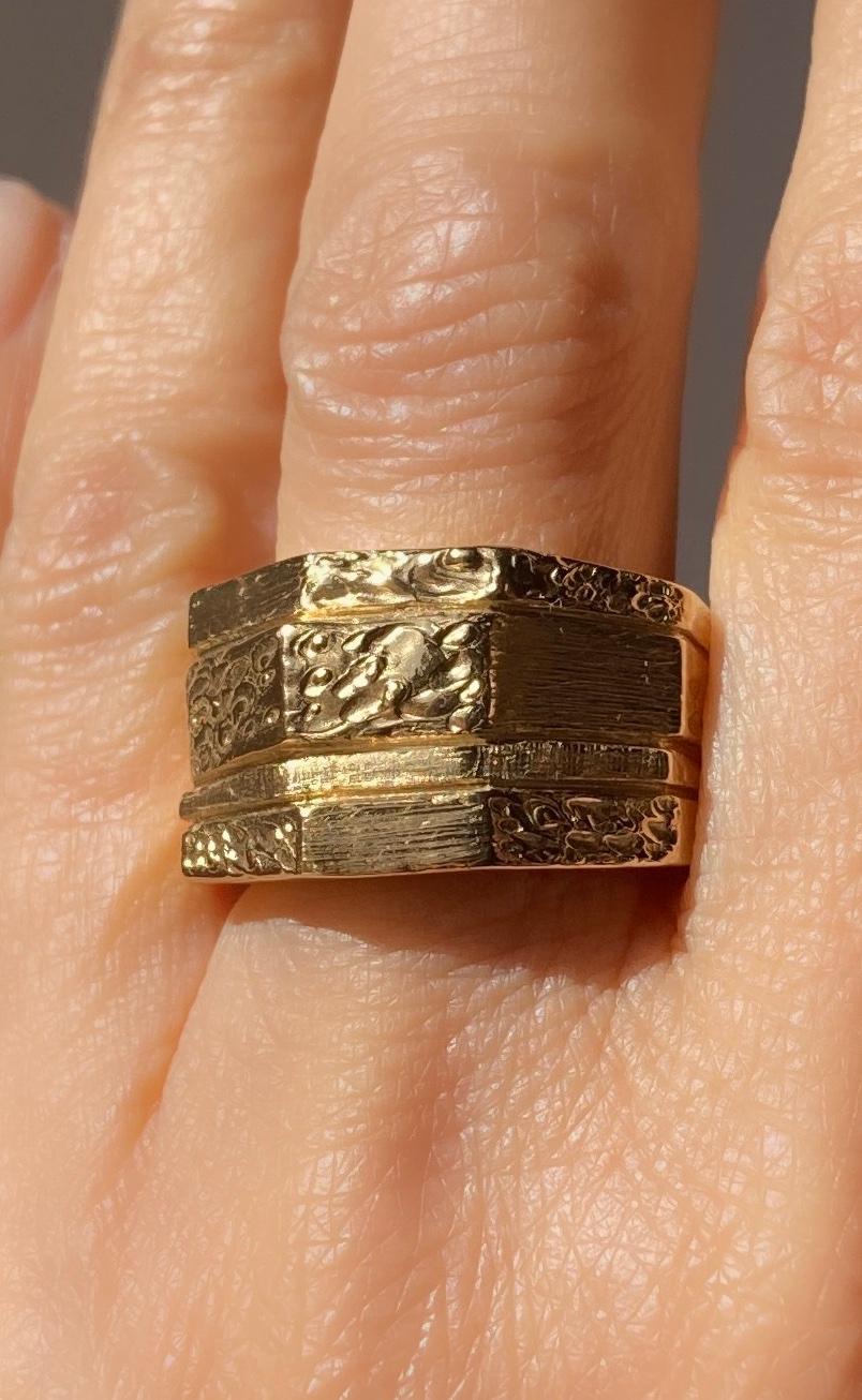 Modern Rossella Ugolini 18K Yellow Gold Unique Handcrafted Man Band Ring For Sale