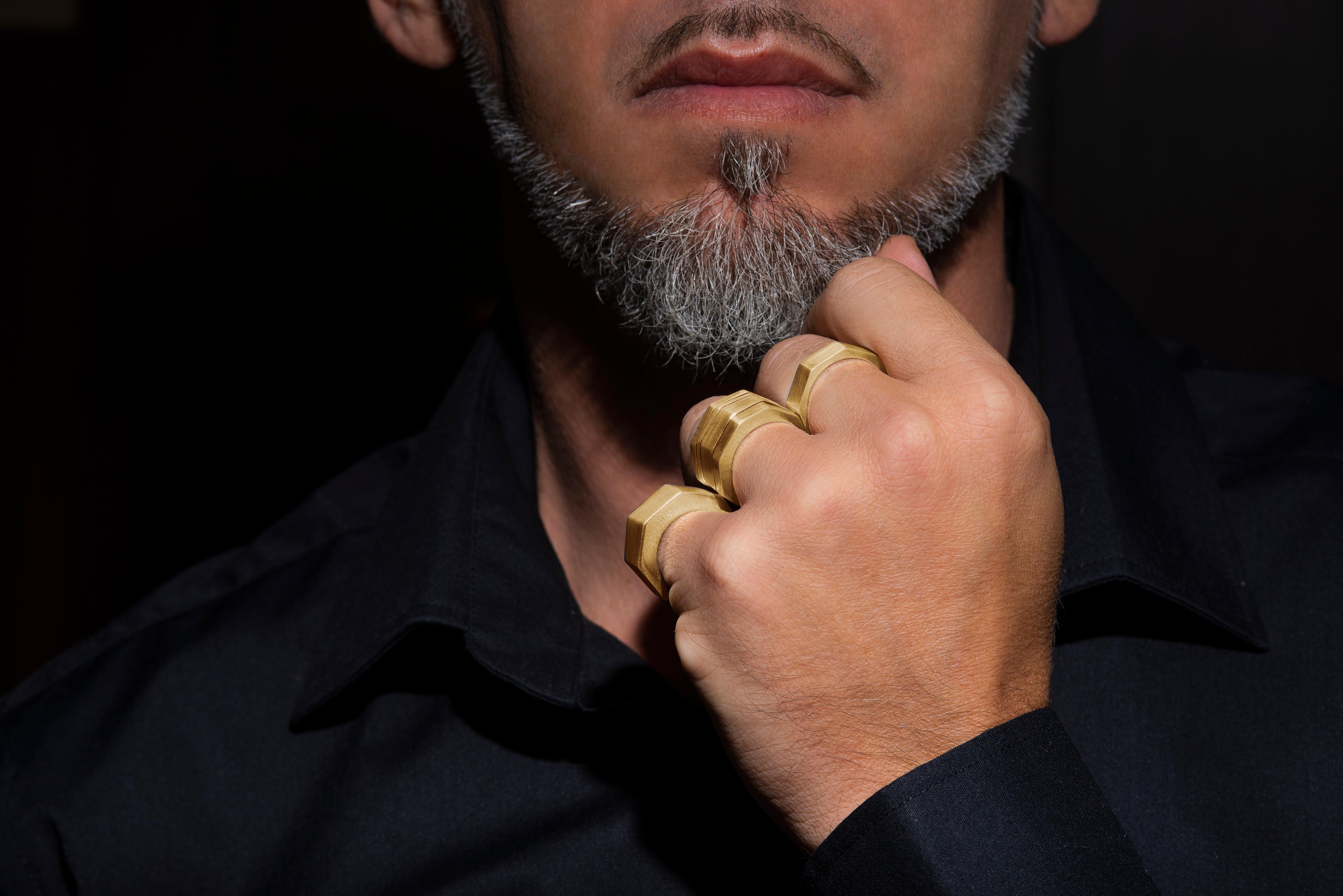 Men's Rossella Ugolini 18K Yellow Gold Unique Handcrafted Man Band Ring For Sale