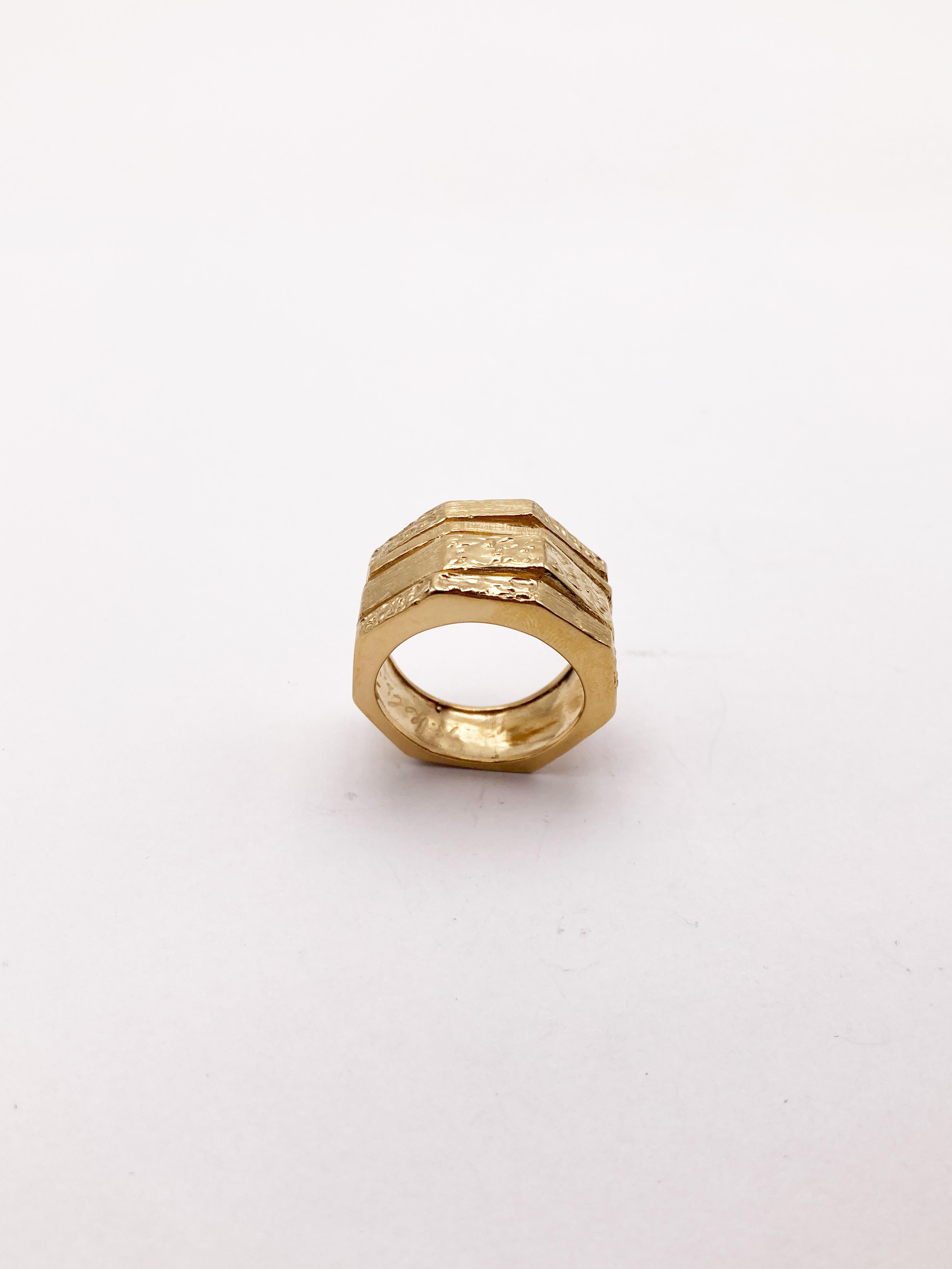 Rossella Ugolini 18K Yellow Gold Unique Handcrafted Man Band Ring For Sale 2