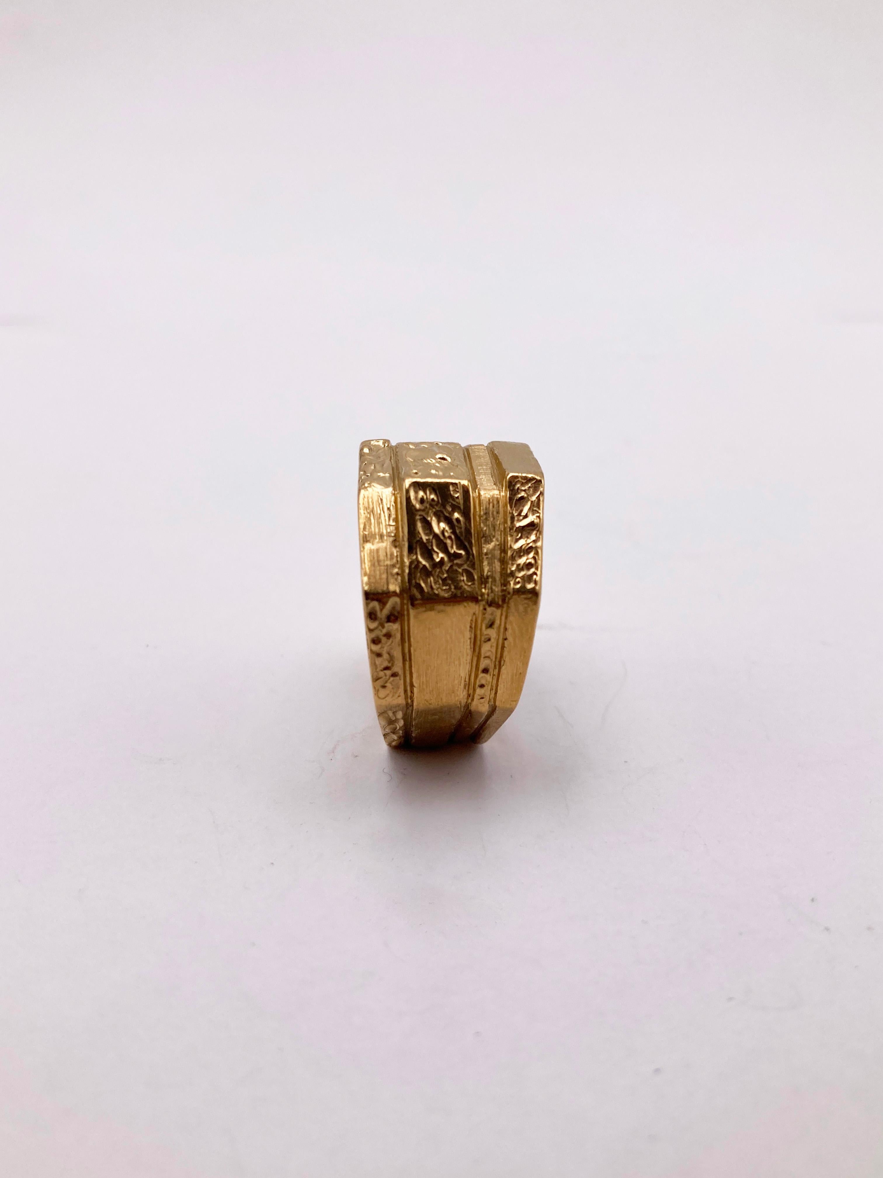 Rossella Ugolini 18K Yellow Gold Unique Handcrafted Man Band Ring For Sale 3