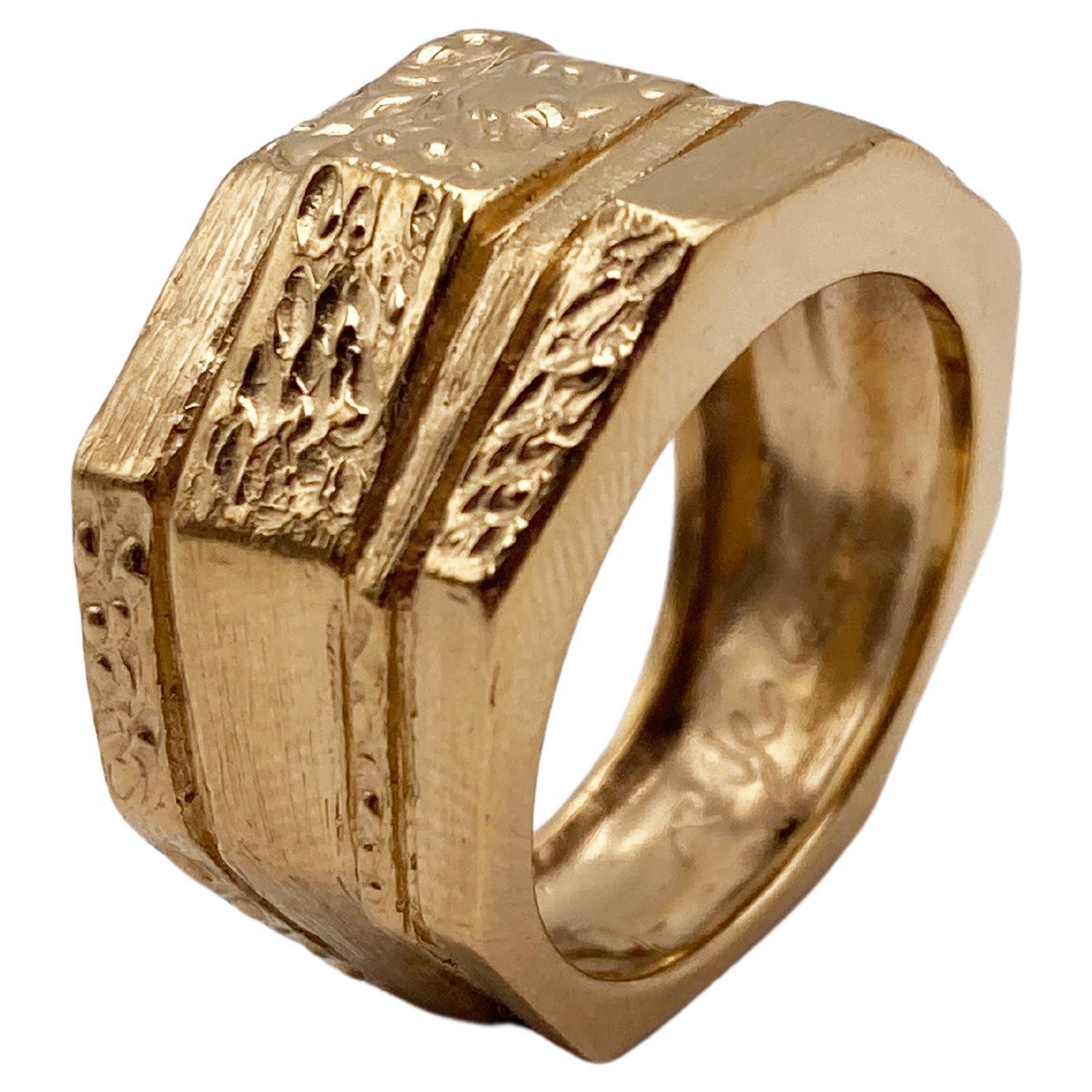 Rossella Ugolini 18K Yellow Gold Unique Handcrafted Man Band Ring