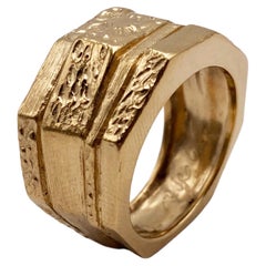 Used Rossella Ugolini 18K Yellow Gold Unique Handcrafted Man Band Ring 