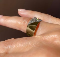 Rossella Ugolini 18K Yellow Gold White Diamond Cigar Band Unisex Engagement Ring