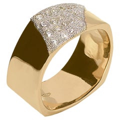 Used Rossella Ugolini 18K Yellow Gold White Diamond Cigar Band Unisex Engagement Ring