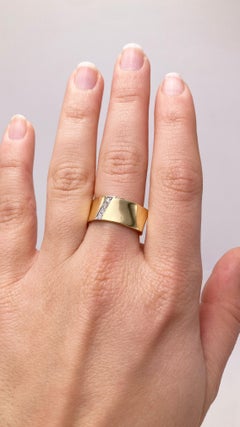 Rossella Ugolini 18K Yellow Gold White Diamonds Band Ring Handcrafted in Italy