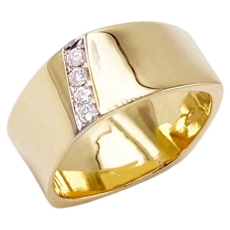 Rossella Ugolini 18K Yellow Gold White Diamonds Band Ring Handcrafted in Italy For Sale