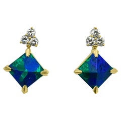 Rossella Ugolini 18k Yellow Gold White Diamonds Lapis Lazuli Malachite Earrings
