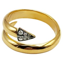 Bague homme en or jaune 18k et diamants blancs Taille 10 polie