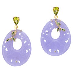 Pendientes Florales Rossella Ugolini Oro Amarillo 18k Diamantes Blancos Peridoto