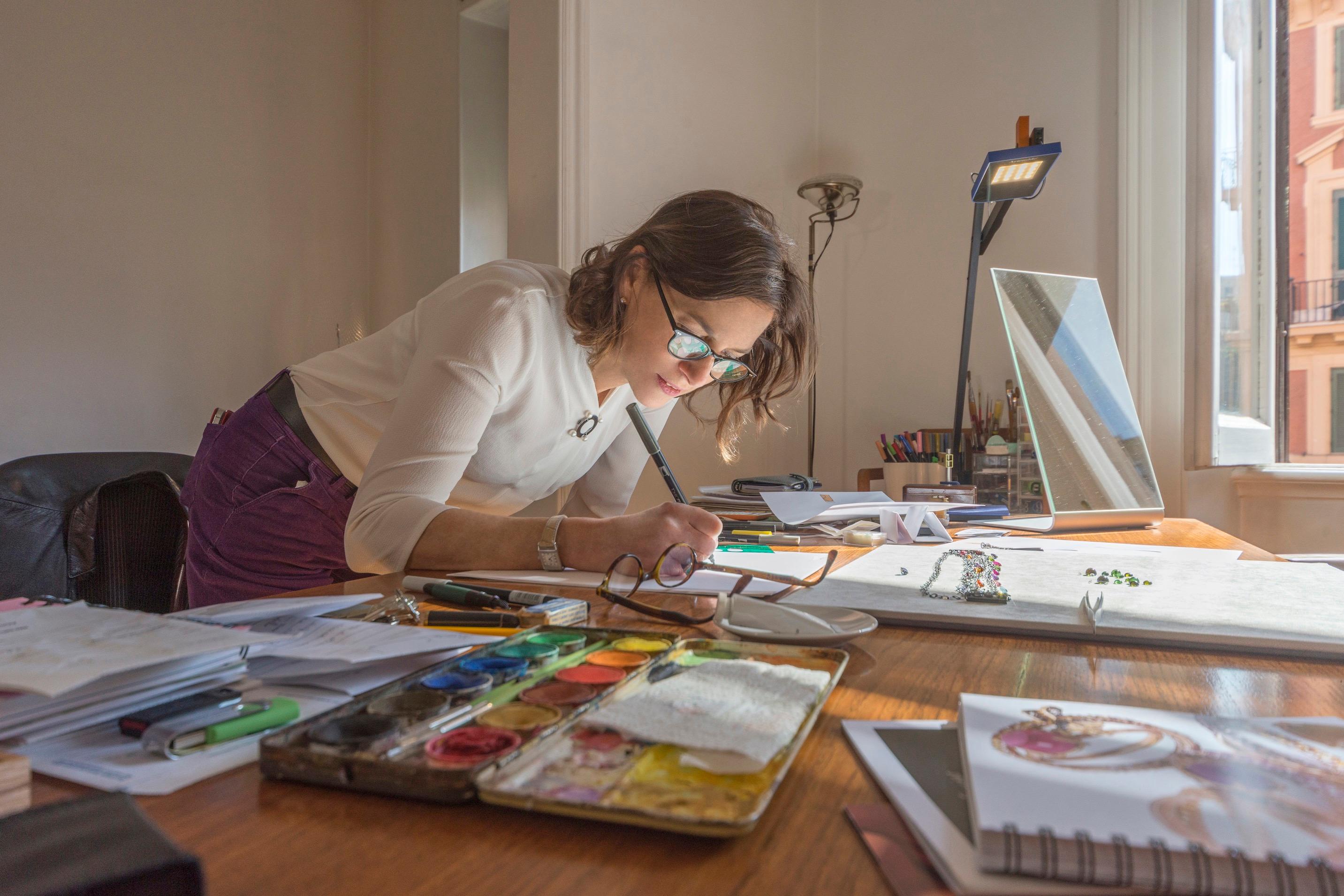 Bague cocktail Rubys Chess en or jaune 18k et diamants blancs Rossella Ugolini en vente 14