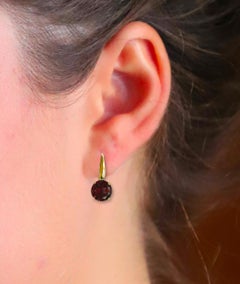 Rossella Ugolini 18kt Yellow Gold Garnet Dangle Drops Earrings Made in Italy