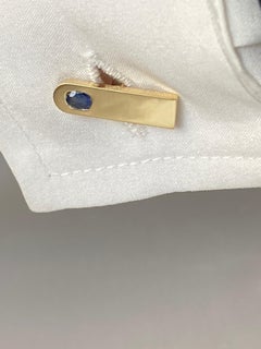 Manschettenknöpfe von Rossella Ugolini, 18 Karat Gelbgold, ovaler Saphir, Mann