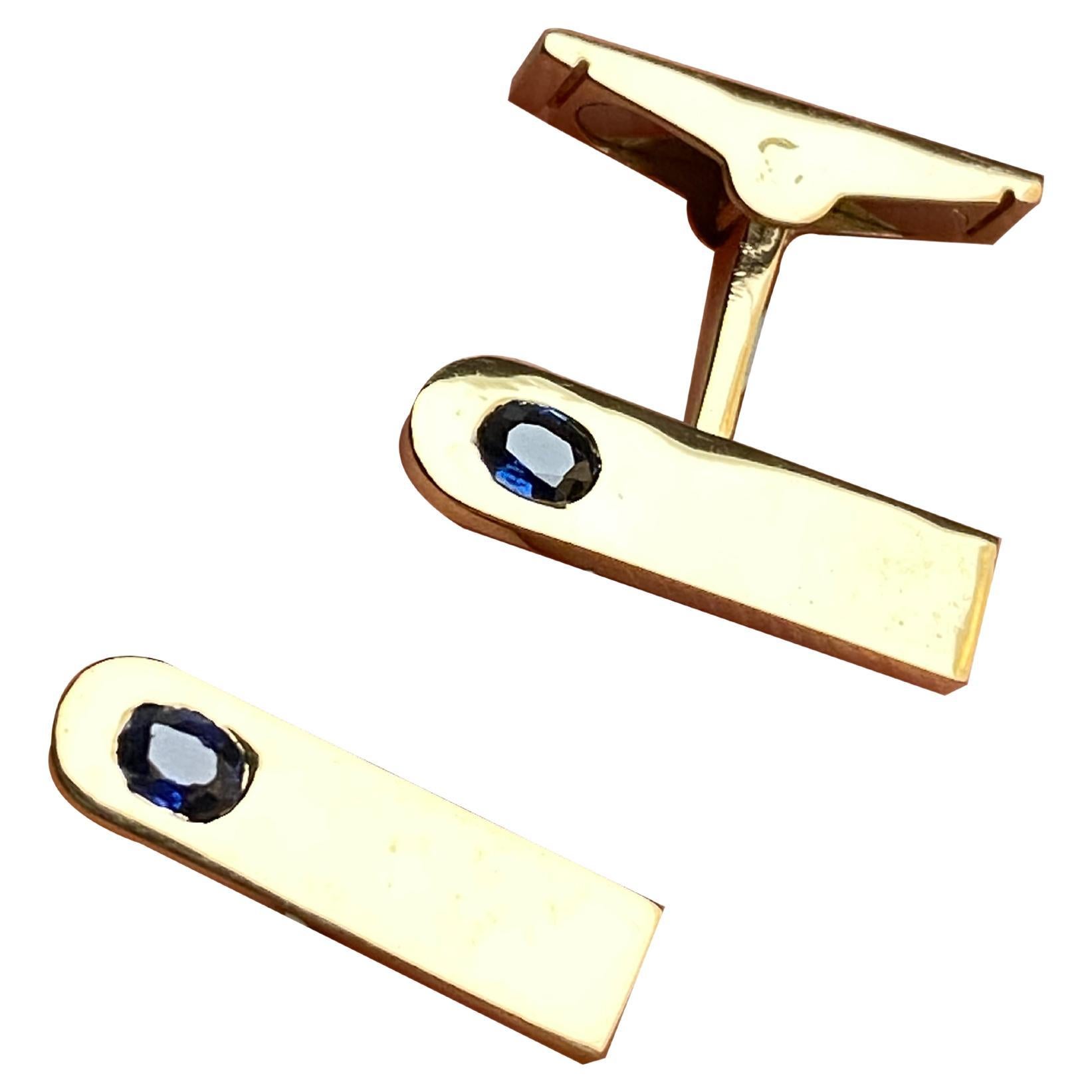 Rossella Ugolini 18kt Yellow Gold Oval Sapphire Man Cufflinks