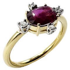 Rossella Ugolini 2 Carat Ruby White Diamonds 18K Yellow Gold  Cluster Rings