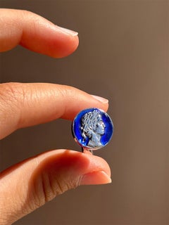 Rossella Ugolini 24K Gold-Plated Blue Enamel Handcrafted Coin Cufflinks