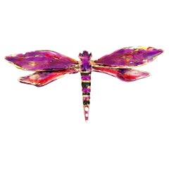 Rossella Ugolini 24K Gold-plated Dragonfly Enamel Unique Brooch