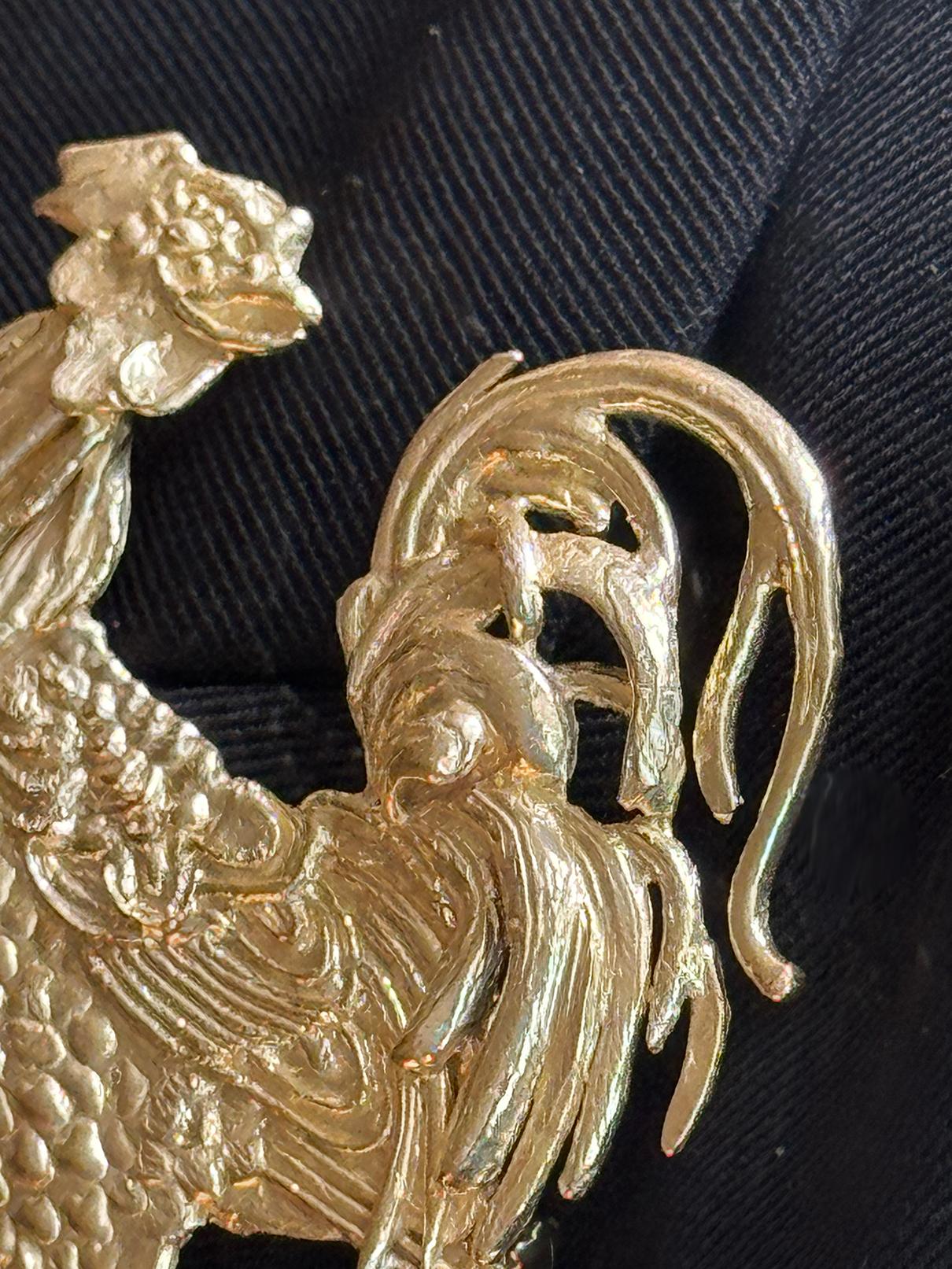 Artigiano Rossella Ugolini 24k Gold-plated Rooster Brooch in vendita