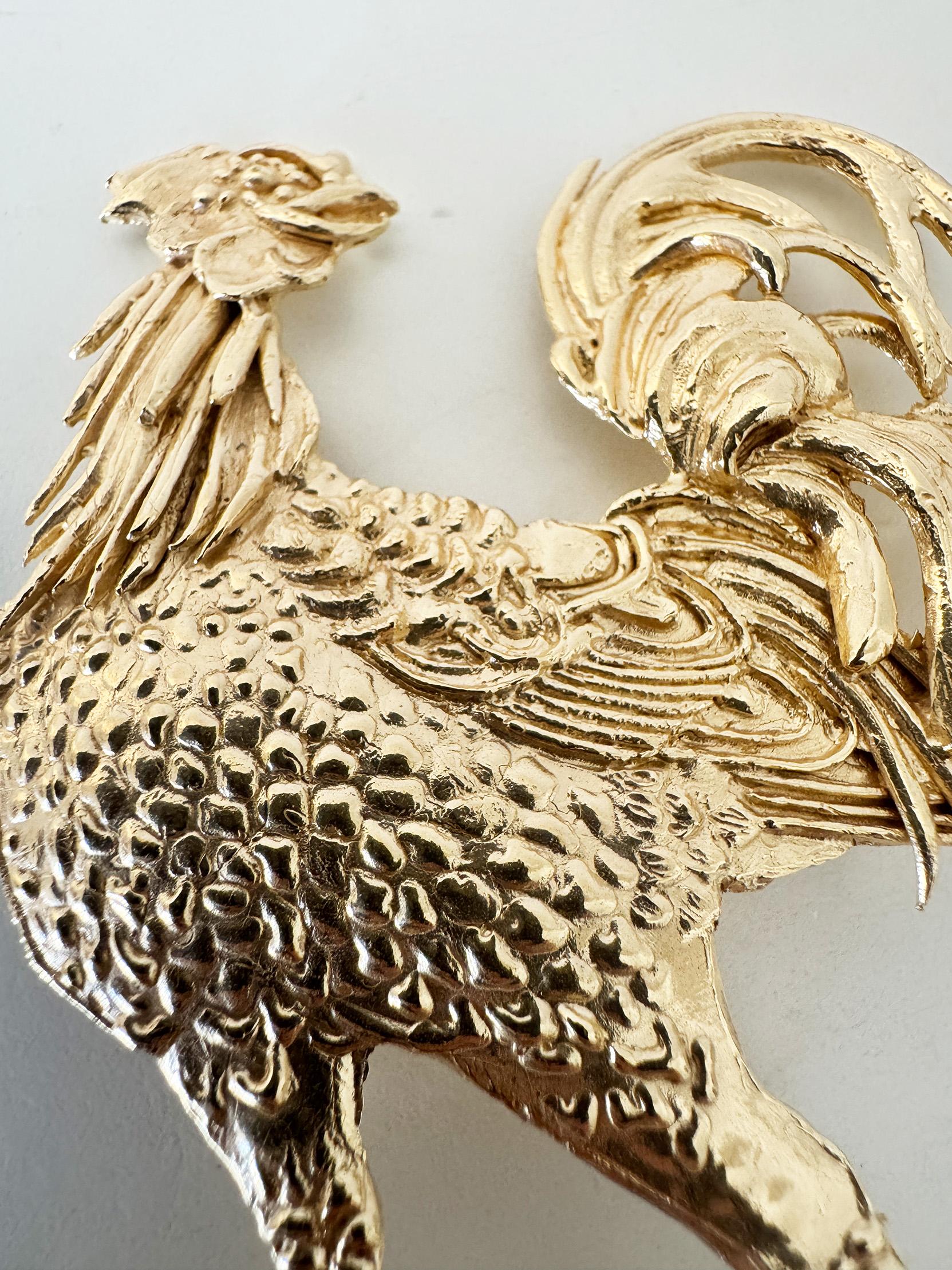 da uomo o donna Rossella Ugolini 24k Gold-plated Rooster Brooch in vendita