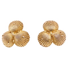 Rossella Ugolini 24K Gold Plated Shell Stud Clip-On Earrings