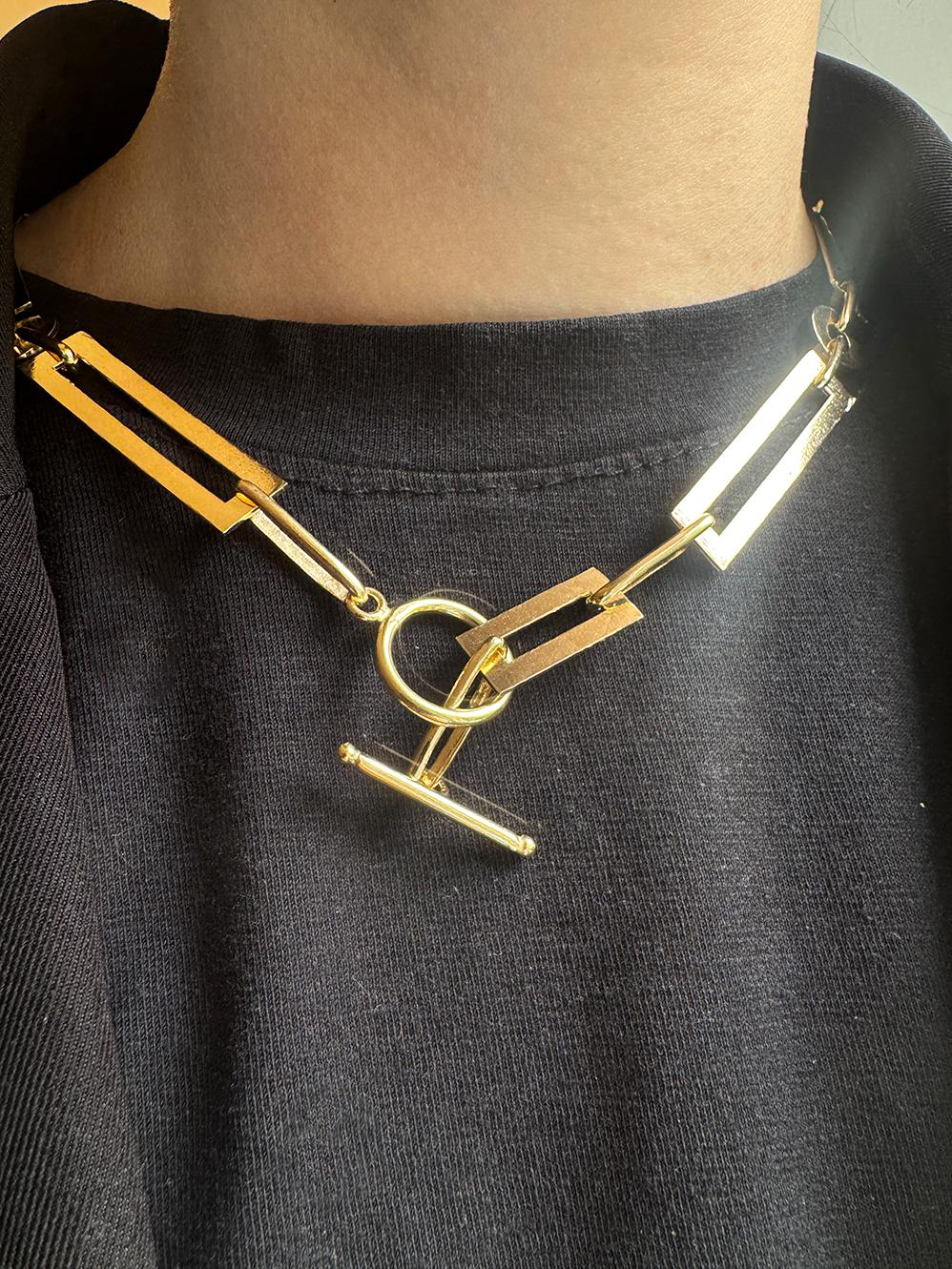 Contemporaneo Rossella Ugolini 24k Yellow Gold-Plated Chain Link Lariat-Style Necklace in vendita