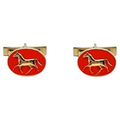 Boutons de manchette Rossella Ugolini en émail plaqué or jaune 24 ct.