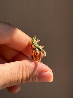 Rossella Ugolini 24k Yellow Gold Plated Green Enamel Crocodile Cufflinks