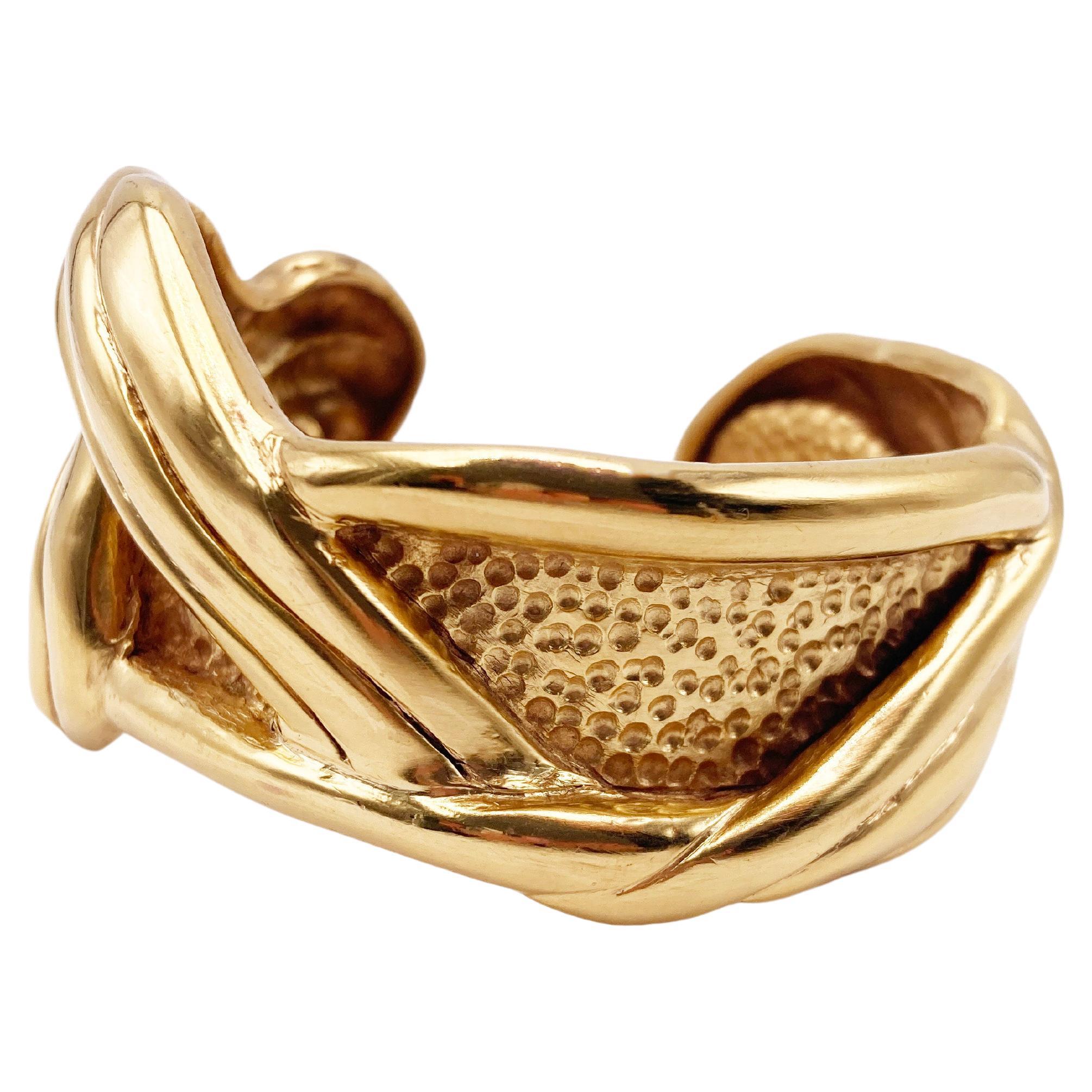 Bracelet manchette martelé plaqué or jaune 24k Rossella Ugolini Made in Italy en vente