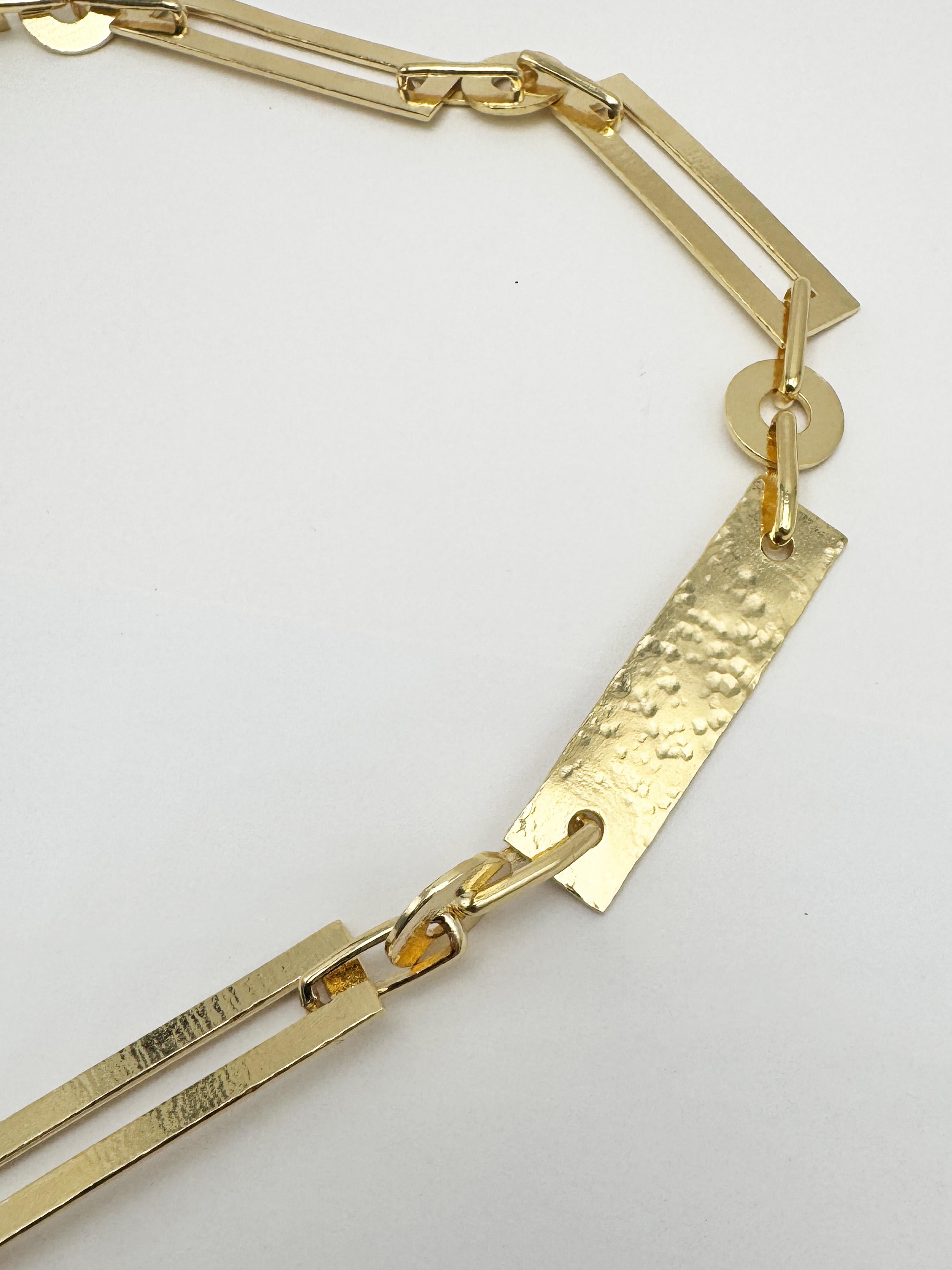 Rossella Ugolini 24k Yellow Gold-plated Hammered Man Lariat-Style Necklace For Sale 8