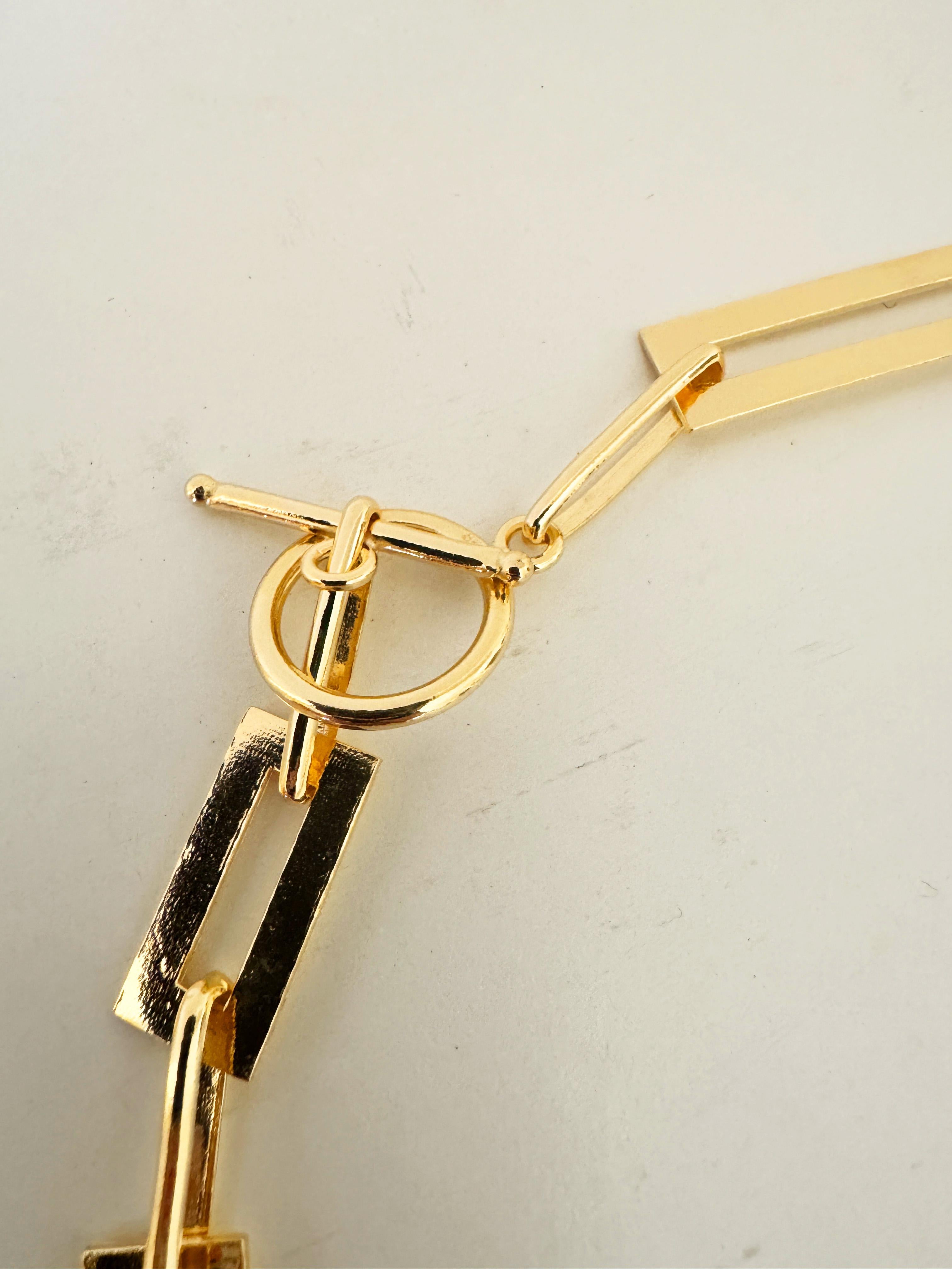 Rossella Ugolini 24k Yellow Gold-plated Hammered Man Lariat-Style Necklace For Sale 1