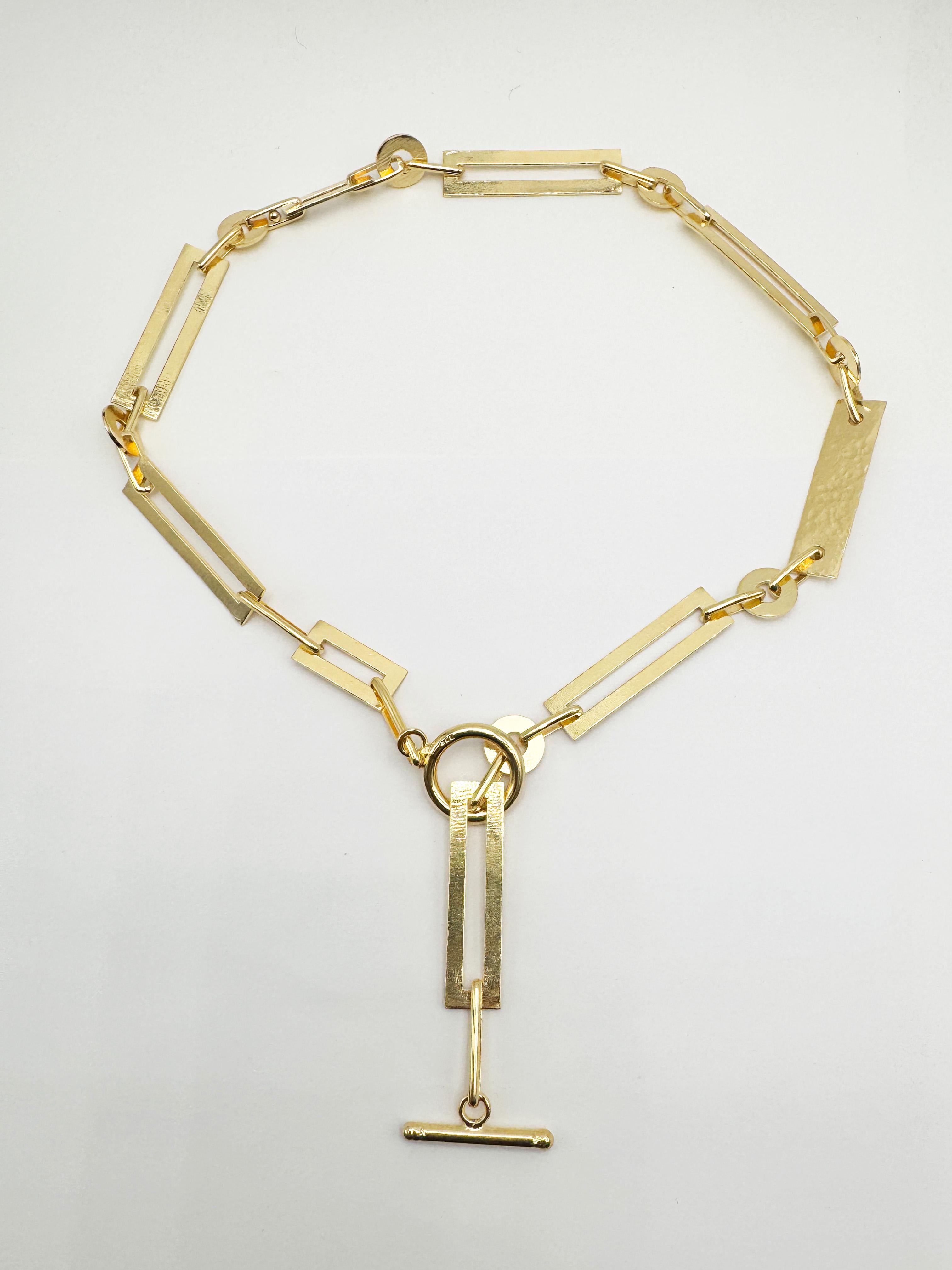 Rossella Ugolini 24k Yellow Gold-plated Hammered Man Lariat-Style Necklace For Sale 5