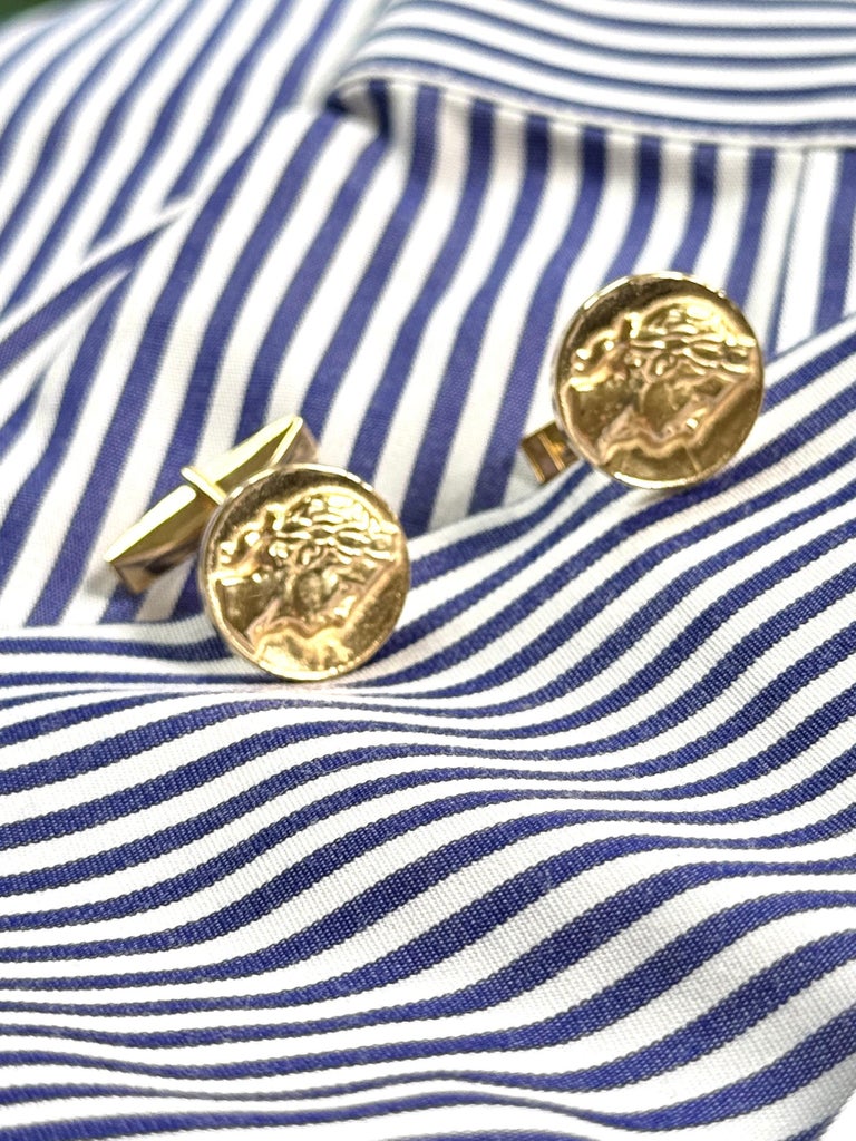 Boutons De Manchettes En Plaqué Or Ciselés - Occasion - Pour Homme élégant