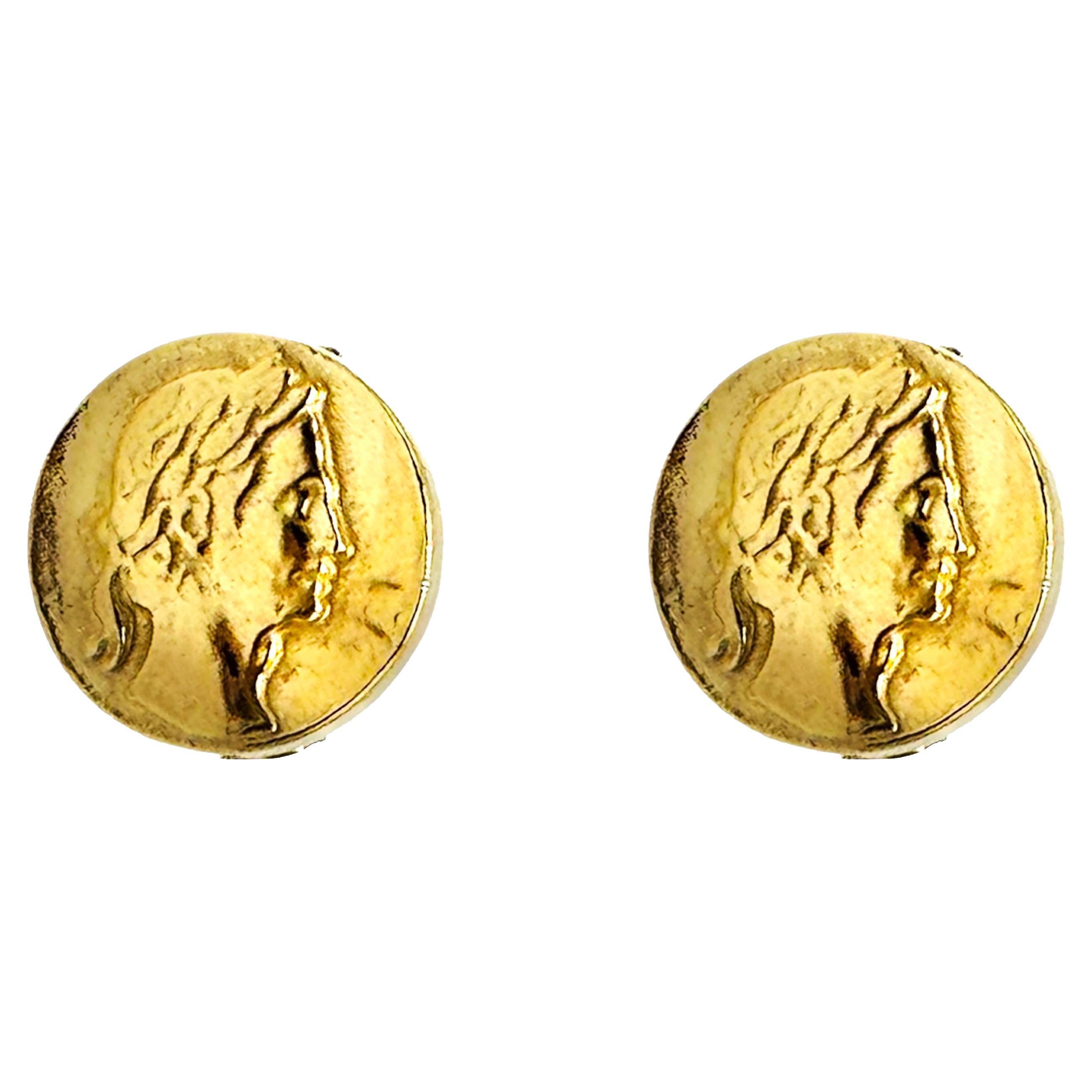 Gemelli a moneta artigianali placcati oro giallo 24k di Rossella Ugolini in vendita