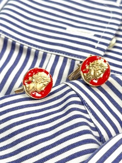 Rossella Ugolini 24K Yellow Gold-Plated Red Enamel Handcrafted Coin Cufflinks